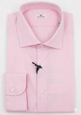 SONRISA Italy Striped Pink Dress Shirt Cotton Slim Fit Spread Collar 17 1/2 44 picture