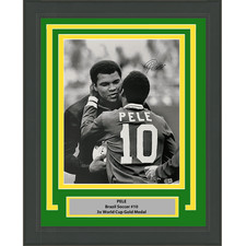 Framed Autographed/Signed Pele Brazil 16x20 Photo with Muhammad Ali BAS picture