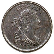 1804 C-6 R-2 Draped Bust Half Cent Coin 1/2c picture