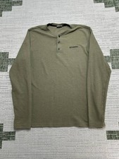 Columbia Pine Peak Waffle Shirt Mens Large Green Henley Neck Long Sleeve Camping picture