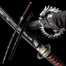 Handmade Black Blade Japanese Samurai Katana Sword 1095 High Carbon Steel Sharp picture