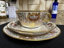Antique 1846 Chateau De Fontainebleau Sevres Three Piece Cup Saucer Set (inv 7) picture