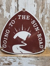 VINTAGE GLACIER NATIONAL PARK PORCELAIN SIGN RARE OLD GOING TO THE SUN MONTANA picture