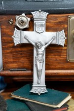 Vintage Antique Ornate Wall Crucifix INRI Metal Neo Gothic Religious Cross picture