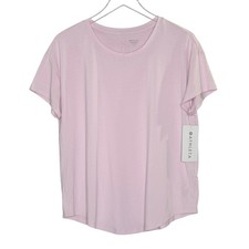 Athleta Move With Ease 2.0 Tee Light Pink M NEW Relaxed Fit Curved Hem Active picture