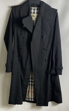 Burberry London Women's Black Double Breasted Trench Coat Nova Check Size L picture