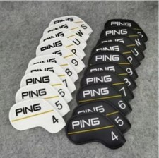 10-Piece Golf Iron Headcovers 4-9 PW US, PING Classic Yellow Line Magnetic New picture