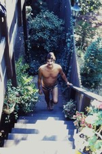 c1970's Ektachrome 35mm Slide, Man in Swim Briefs on Stairs Kodak mid 1970s picture