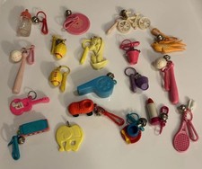 Vintage 1980s Plastic Clip On Bell Charms Lot of 19 Charm Necklace Retro picture