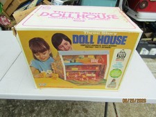Vintage Ideal 3 Story Doll House Tote-A-Toy Vinyl Fold-out Case Box ONLY 1972 picture