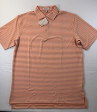Peter Millar Summer Comfort Polo Mens Large Orange Striped UPF Golf Outdoor NWT picture