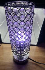 Modern Cylindrical Crystal and Chrome Table Lamp with USB Charging Ports picture