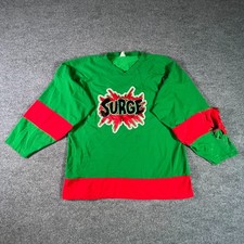 Vintage 90s Surge Citrus Soda Promo Hockey Jersey Athletic Knit Green Mens XL picture