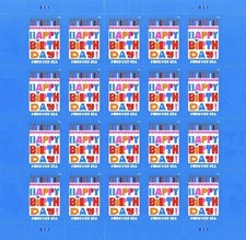 2026 USPS 20 FIRST CLASS LETTER STAMPS HAPPY BIRTHDAY 82¢ picture