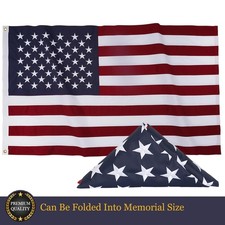USA Internment Flag 5 x 9.5 FT Premium Quality Cotton American Burial Memorial picture