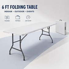 6FT Folding Table Heavy Duty Portable Plastic Picnic Party Camping Utility White picture