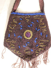 Stunning Antique Flapper Purse Purple, Blue & Gold picture