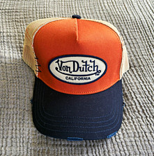 Von Dutch California Trucker Hat Logo Mesh Back Adjustable One Size Orange Navy picture