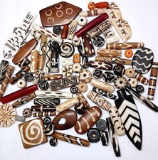 Buffalo Bone Beads, 76 Pcs, 32 Spacers, 40 Larger, 4 Pendants, Pairs and Singles picture