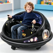360° Spinning Electric Bumper Car Kids 12V Remote Control Ride-on Toy with LED picture
