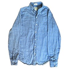 J.Crew Men's Slim Fit Cotton Linen Twill Blue/White Check Button-Down S picture