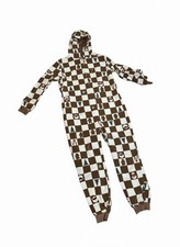 Christmas One Piece Button Union Suit PJs Pajamas Plaid Cookie Maker Sz Large picture
