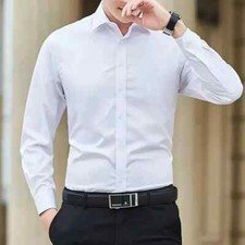 Camisa Ajustada De Seda De Hombres Ropa De Vestir Larga A Cuadros Elegante picture