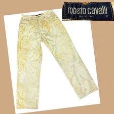 Vintage Roberto Cavalli 90s Funky Sand Blasted Denim Shimmer Jeans Small Italy picture