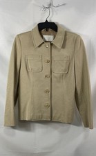 Vintage 90s Prada Women's Beige Cotton Blend Short Utility Jacket Sz IT 40 picture