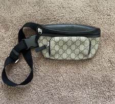 Gucci Eden GG Supreme Body Bag Waist Pouch Belt Bag Canvas Leather Black picture