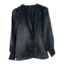 NWT Japna Leopard Print Open Front Top Black Cardigan Going Out Size Small S NEW picture