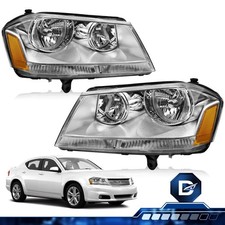 For 2008-2014 Dodge Avenger SE SXT Chrome Headlights Assembly Headlamps Pair  picture