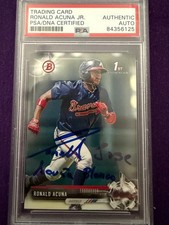 Ronald Acuna Jr 2017 Bowman 1st BP127 SIGNED FULL NAME INSCRIPTION PSA DNA AUTH picture