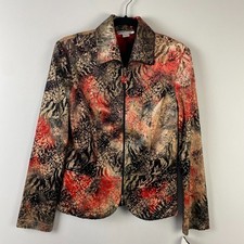 Joseph Ribkoff Full Zip Jacket Size 6 Multicolor Animal Print Art to Wear picture