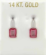 GENUINE 2.36 Cts PINK SAPPHIRE DANGLING EARRINGS 14K WHITE GOLD -Free Appraisal  picture