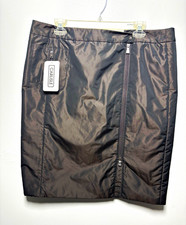 Carlisle Brown Satin A-Line Knee Skirt Lined Zip Front Women’s 16 picture