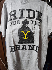Yellowstone Men’s XL Gray Cotton Jersey Crew Neck Graphic Tee Ride for Brand picture
