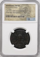 NGC Byzantine Anonymous Follis Christ Class A2-3 AD 975-1035 Ancient Coin picture