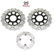 Front & Rear Brake Disc Rotors For Honda CBR 600 RR 2003-2023 Wave Rotors black picture