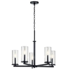 New Kichler 43999BK Crosby 5 Light 27 Wide Taper Candle Chandelier picture