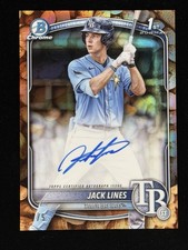 2025 Bowman Chrome Jack Lines 1st Peanuts Snack Pack AUTO 2/5 Tampa Bay Rays picture