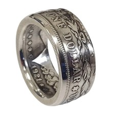Silver Dollar Coin Ring Size 7-13 Handmade Crafted Rare Silver Morgan Men Rings picture