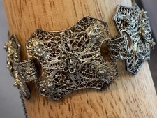 Antiq 900 Silver Panel Bracelet 28.9g Fine Jewelry 7.5