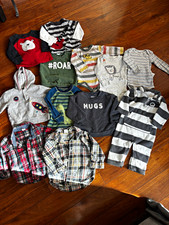 Carter's Child of Mine Baby Boy 12M Clothing Lot Shirts Bodysuits Hoodies picture