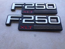 2x Fits for 92-97 F250 XLT Side Fender Emblems 3D Badges Chrome Nameplate Logos picture