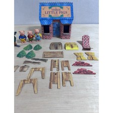 Portico THREE LITTLE PIGS Pop Up Book Playhouse w/ Figures 1997 1st ED Complete picture