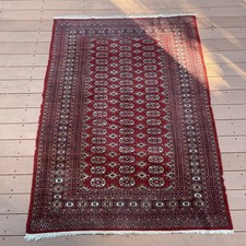 Vintage Hand Knotted Wool Pile Bokhara Rug ~53x72” Fair Condition Handmade picture