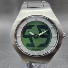 Fossil Big Tic Watch Men 39mm Silver Dial Silver Tone Round JR-7948 New BatteryL picture