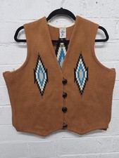 Vintage Ortega Chimayo Weaving NM Hand Woven Wool Vest Southwestern Aztec Men's picture