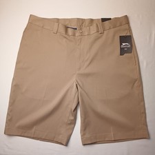 Slazenger Mens Performance Flat Front Golf Shorts Size 36 Khaki Tan Preppy NEW picture